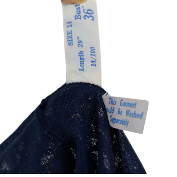 Vintage St. Michael Lingerie 36 Slip Dark Blue Lace Lace Size 14 sp76 - Picture 9 of 10